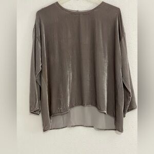 Eileen Fisher Briar Velvet Round Neck Box-Top Rayon Silk Large